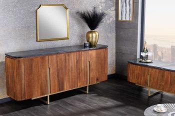 Dressoir mangohout met zwart marmer 160 cm