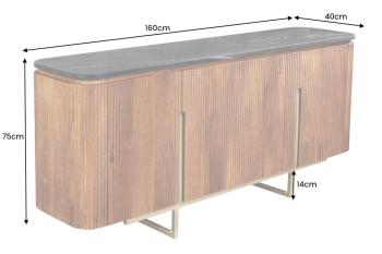 Dressoir mangohout met zwart marmer 160 cm