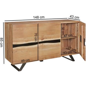Boomstam dressoir acaciahout 148 cm