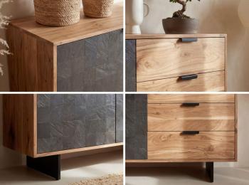 Dressoir acaciahout met Steenlook 175 cm