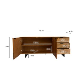 Dressoir acaciahout met Steenlook 175 cm