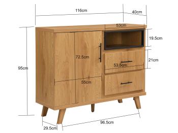 Dressoir lichtbruin eiken kleur 116 cm