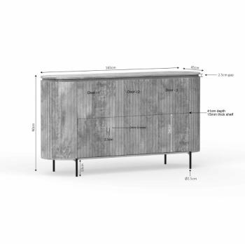 Modern design dressoir mangohout taupe 165 cm - kopie