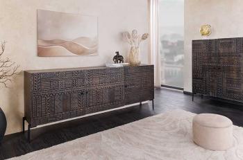 Dressoir mangohout antiek donkerbruin 177 cm