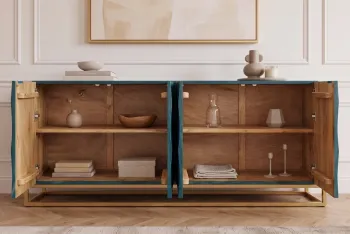dressoir turquoise mangohout 177 cm