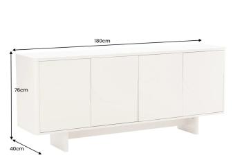Wit gelakt dressoir met marmerlook keramiek bovenblad 180 cm