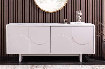 Wit gelakt dressoir met marmerlook keramiek bovenblad 180 cm