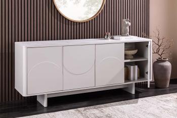 Wit gelakt dressoir met marmerlook keramiek bovenblad 180 cm