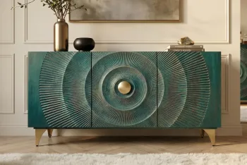 Modern sideboard turquoise mangohout 140 cm