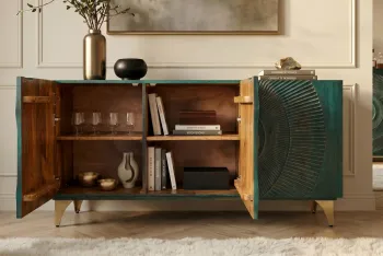 Modern sideboard turquoise mangohout 140 cm