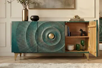 Modern sideboard turquoise mangohout 140 cm