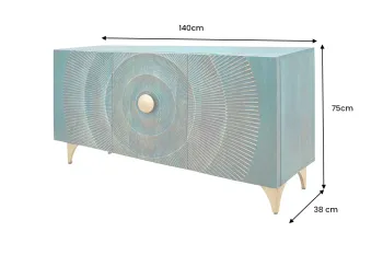 Modern sideboard turquoise mangohout 140 cm