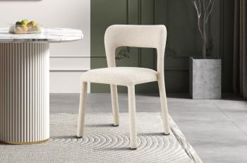 stapelbare eetkamerstoel ecru stof