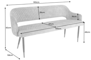 eetkamerbank champagne 160 cm