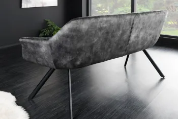 Eetkamerbank grijs velvet 165 cm