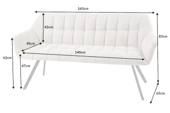 Eetkamerbank grijs velvet 165 cm