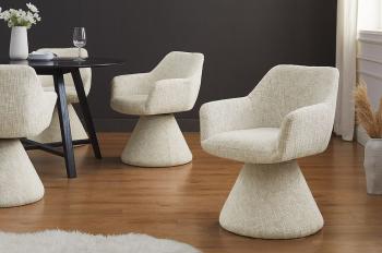 Draaibare beige eetkamerstoel stof