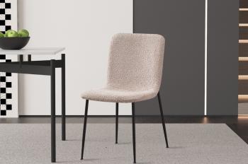 Eetkamerstoel beige bouclé stof