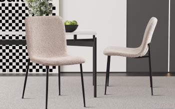 Eetkamerstoel beige bouclé stof