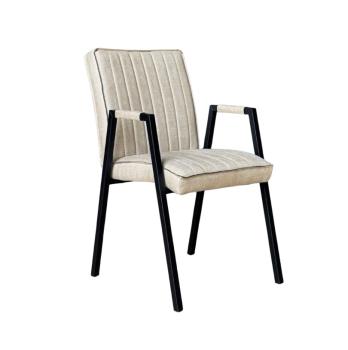 eetkamerstoel beige bull leer met armleuningen