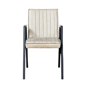 eetkamerstoel beige bull leer met armleuningen
