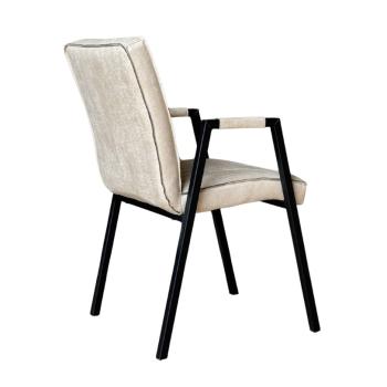 eetkamerstoel beige bull leer met armleuningen