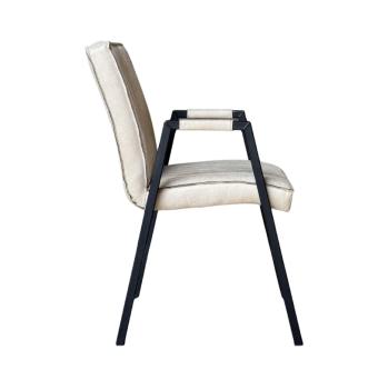 eetkamerstoel beige bull leer met armleuningen
