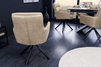 George eetkamerstoel beige leder met microvezel