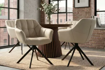 Draaibare eetkamerstoel beige leder