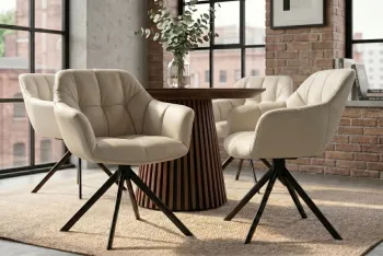 Draaibare eetkamerstoel beige leder
