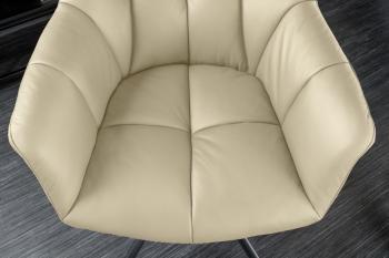 Draaibare eetkamerstoel beige leder