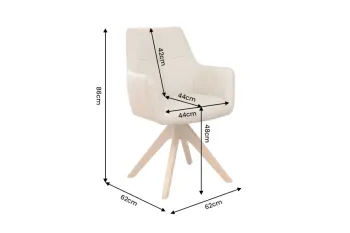 draaibare eetkamerstoel beige leder met houten poten