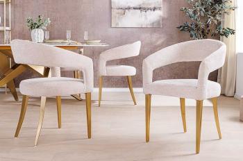 moderne eetkamerstoel beige met gouden poten