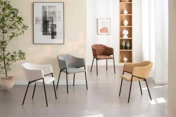 Eetkamerstoel Noble beige chenille stof met zwart frame