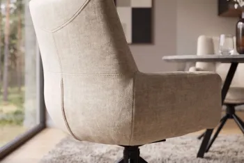 Moderne eetkamerstoel beige velvet draaibaar