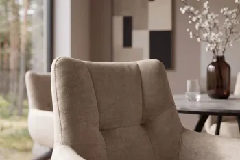 Moderne eetkamerstoel beige velvet draaibaar