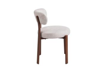 Eetkamerstoel beige met walnoot poten
