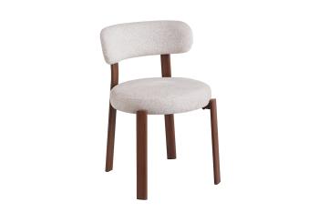 Eetkamerstoel beige met walnoot poten