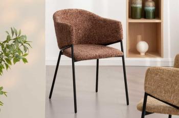 Eetkamerstoel Noble bruin chenille stof met zwart frame