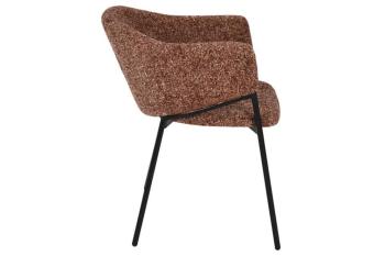 Eetkamerstoel Noble bruin chenille stof met zwart frame
