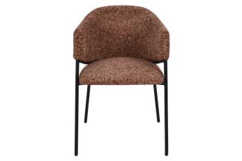 Eetkamerstoel Noble bruin chenille stof met zwart frame