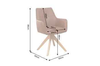 draaibare eetkamerstoel cognac leder met houten poten