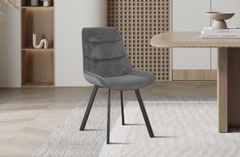 Eetkamerstoel corduroy stof grijs