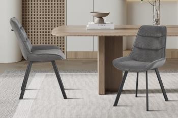 Eetkamerstoel corduroy stof grijs