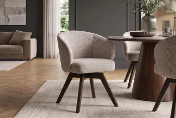moderne eetkamerstoel beige donkerbruin
