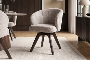 moderne eetkamerstoel beige donkerbruin