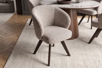 moderne eetkamerstoel beige donkerbruin