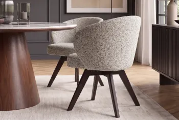 moderne eetkamerstoel beige donkerbruin