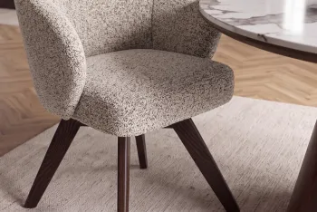 moderne eetkamerstoel beige donkerbruin
