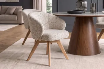 draaibare eetkamerstoel beige naturel eiken
